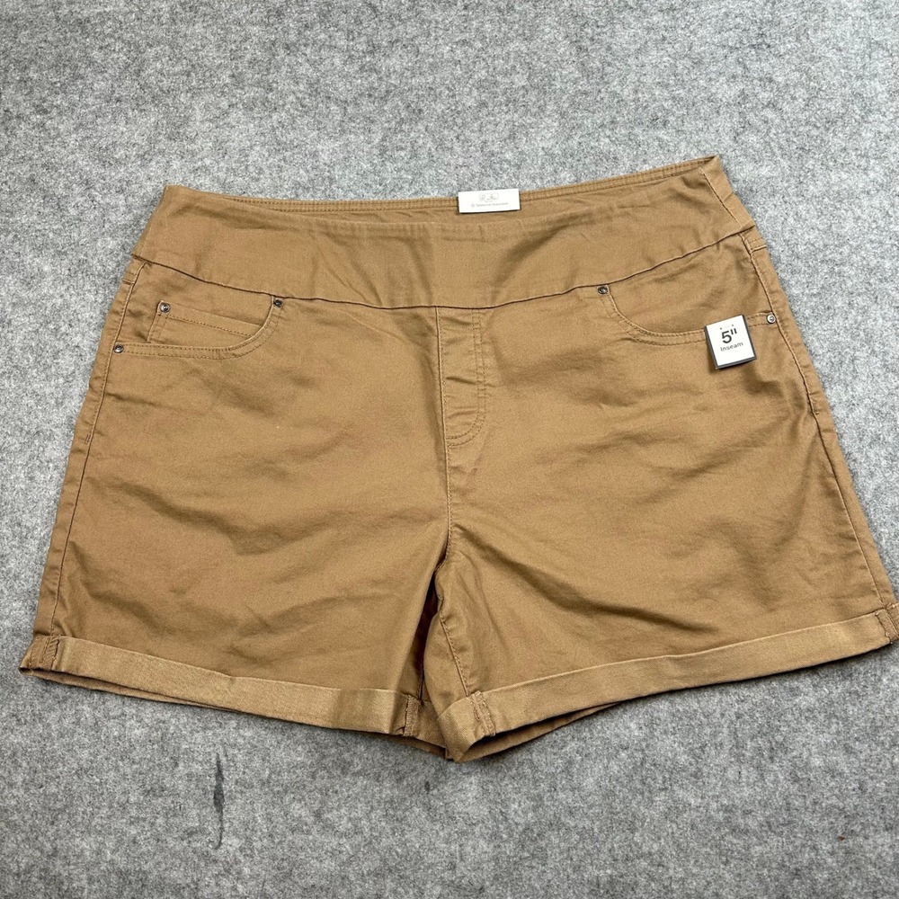 NWT Time and Tru Womens Brown Pull On Stretch Shorts Size XL 16-18 5in Inseam